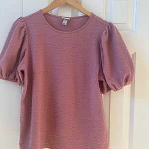 Mauve Pink Women's Pink Puff Sleeve Top